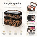 Double-layer Cosmetic Bag Makeup Bag Travel Makeup Bag Makeup Bags for Women Cosmetics Cases Portable Waterproof Foldable (Leopard) 00-Brown