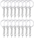 HAUTOCO 100Pcs Keychain Rings with Chain, Open Jump Rings and Screw Eye Pins for Crafts Charm Jewelry Making(1 Inch/25mm) Style-01