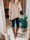 ANRABESS Womens Oversized Turtleneck Batwing Long Sleeve Casual Cozy Baggy Knit Pullover Tunic Sweater 2026 Fall Outfits Medium Apricot