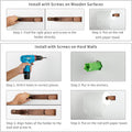 Wood-Paper-Towel-Holder-Under-Cabinet-Kitchen-Handmade - Wall Mounted/Adhesive No Drill Sturdy Roll Hanging Organizer, Horizontal Papertowel