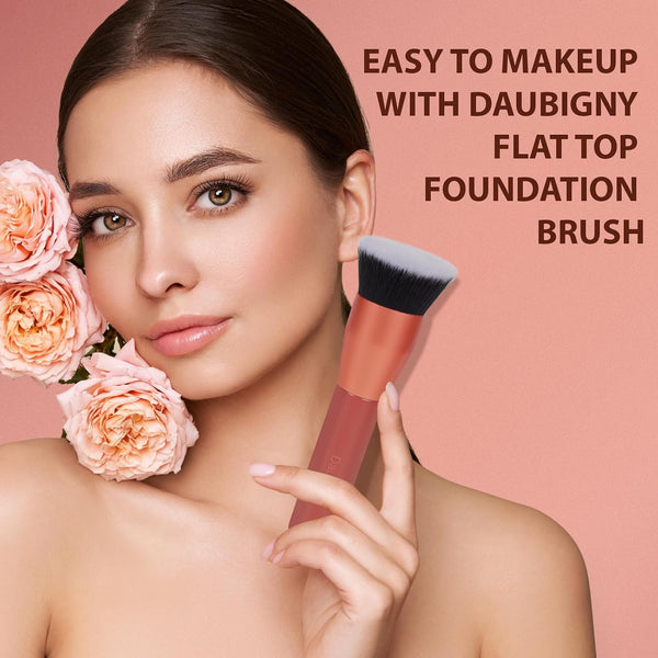 Foundation Brush Daubigny 1.5" Flat Top Kabuki Brush for Liquid Makeup,Premium Makeup Brush and Pro Flat Kabuki Foundation Brush Perfect For