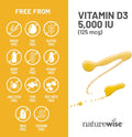 Naturewise Vitamin D3 5000Iu (125 Mcg) 1 Year Supply for Immune Support, Healthy Muscle Function, and Bone Health - Non-Gmo, Gluten Free in