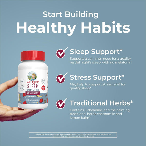 Maryruth Organics Sleep Gummies | Sugar Free | NO Melatonin | L Theanine | Lemon Balm Leaf | Chamomile | Vitamin B6 | Relaxation & Sleep Support |