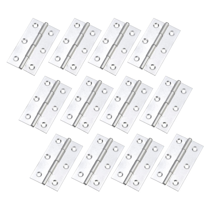 Mcredy Stainless Steel Cabinet Door Hinges 3 Inch, Silver, 12 Pcs | Folding Interior Door Hinges for Wooden Box, Effortless Operation, Easy