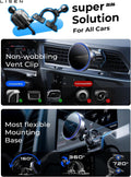 LISEN 15W MagSafe Car Mount Charger, Magnetic Phone Holders for Your Car Black Gray 1 Count