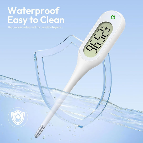 8 Seconds Thermometer for Adults & Kids, Accurate & Safe Baby Thermometer with Fever Alarm and Memory Recall, Oral, Rectal or Underarm Use white