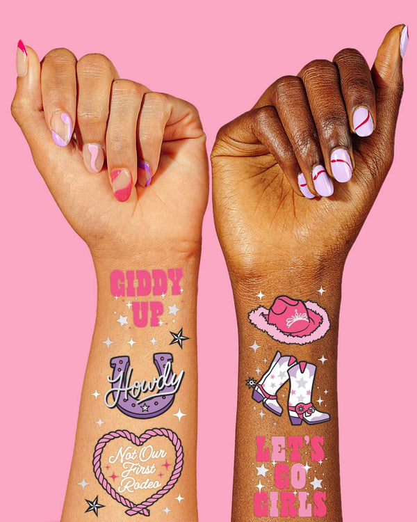 Xo, Fetti Rodeo Birthday Party Temporary Tattoos - 46 Silver Styles | Birthday Decorations, Giddy up Cowgirl Accessory, Rodeo Western Theme Favor,