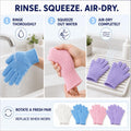 ATB Exfoliating Gloves 4 Pairs - Premium Body Scrub Wash Mitts for Bath or Shower - Luxury Spa Exfoliation Accessories for Men and Women