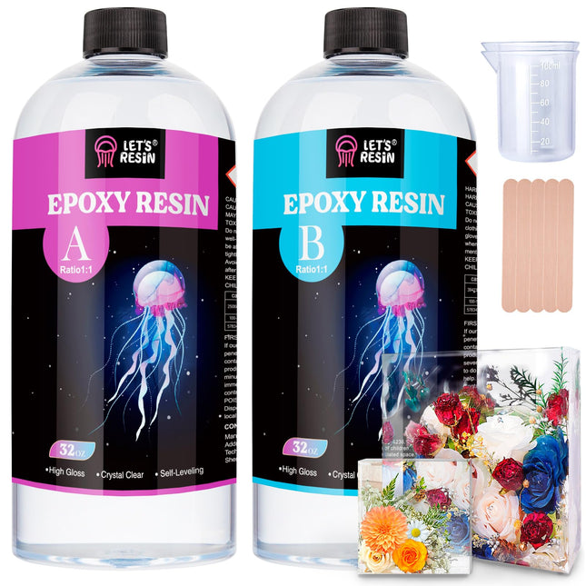 LET'S RESIN 1/2 Gallon Casting Epoxy Resin,Bubble Free & Crystal Clear Epoxy Kit,2 Part Resin and Hardener for Jewelry M