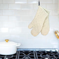 Nouvelle Legende Quilted Cotton Terry Oven Mitts for Baking, BBQ, and Cooking Protection, Heat-Resistant Gloves for Kitchen and Grill, Comfortable