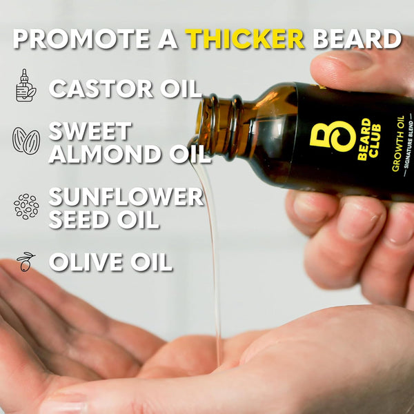 The Beard Club - Beard Growth Oil with Natural Castor & Avocado to Grow Thicker, Fuller Facial Hair, Fill in Patches and Stimulate Healthier
