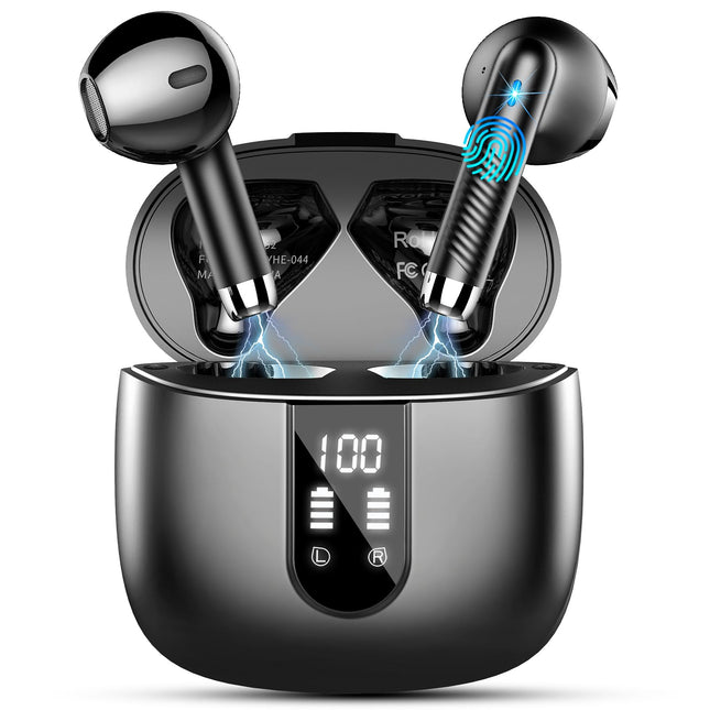 Wireless Earbuds, 2024 Bluetooth Headphones V5.3 Ear Buds Built-In ENC Noise Cancelling Mics, 40H Stereo Bass Bluetooth 