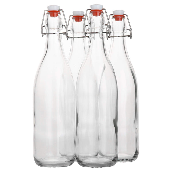 AYL Flip Top Glass Bottle [1 Liter / 33 Fl. Oz.] [Pack of 4] Ã¢ÂÂ Swing Brewing Bottle with Stopper for Beverages, Oil, Vinegar, Kombucha, Water,