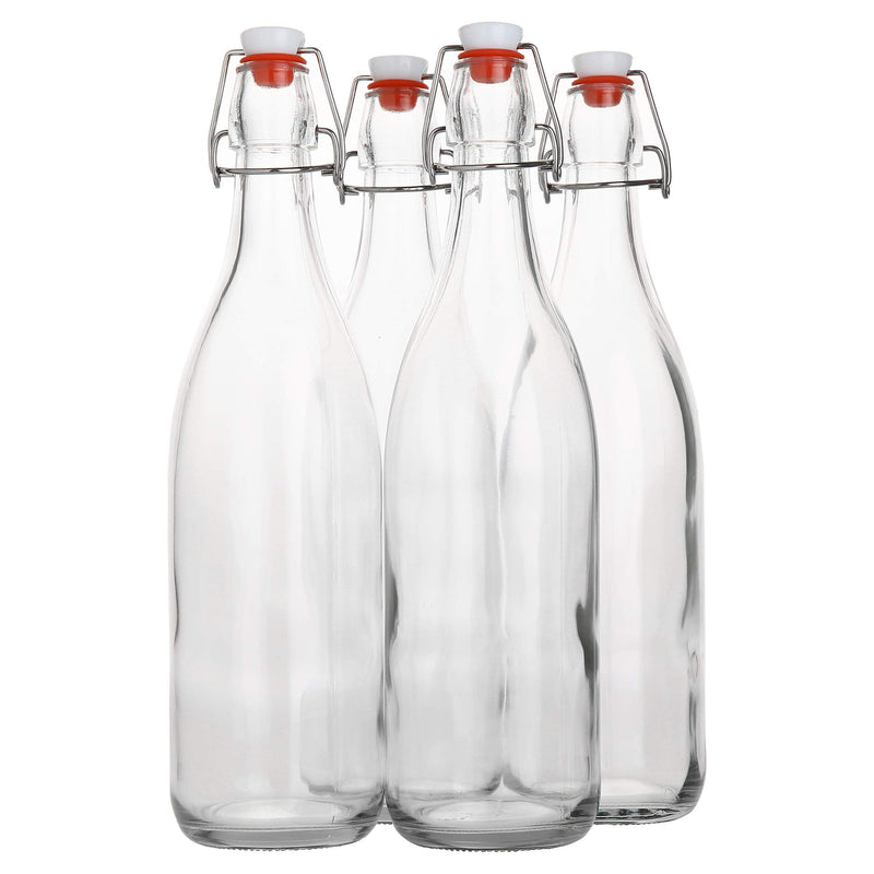 AYL Flip Top Glass Bottle [1 Liter / 33 Fl. Oz.] [Pack of 4] Ã¢ÂÂ Swing Brewing Bottle with Stopper for Beverages, Oil, Vinegar, Kombucha, Water,