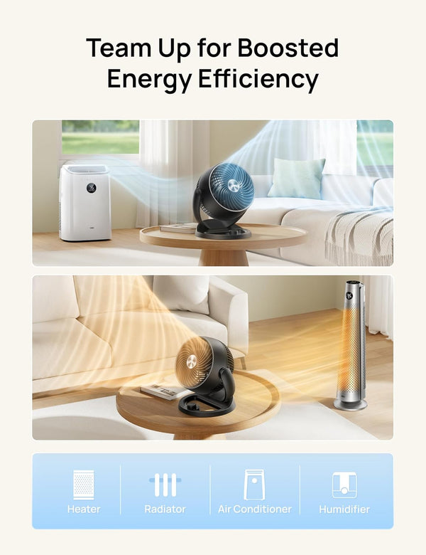 DREO Fan for Bedroom, 12 Inches, 70ft Powerful Airflow, 25db Quiet Table Air Circulator Fans for Whole Room, 120° Adjustable Tilt, 3 Speeds,