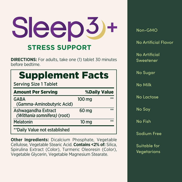 Nature's Bounty Stress Support Plus Melatonin, 56 Tri-Layered Tablets Unflavoured 56 Count (Pack of 1)