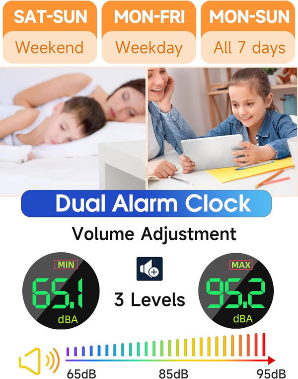Cadmos Loud Alarm Clock for Heavy Sleepers Adults,Kids,Teens,Digital Desk Clock with USB Port,Large Numbers,7 Color Night Light,Modern Electronic
