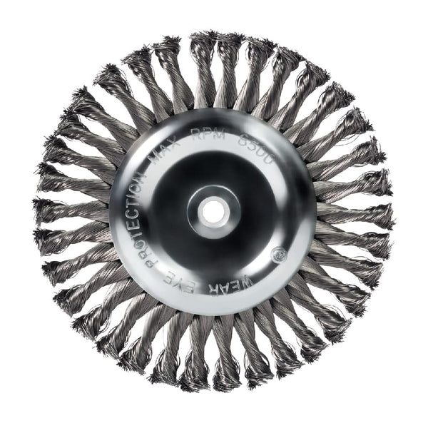 Mercer Industries 184020 - 8" x 5/8" x 1/2", 5/8" Knot Wire Wheel, .014 Carbon Steel 8" x 5/8" x (1/2", 5/8") Knot Wire Wheel