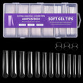 Nail Tips Square 3XL Extra Long Tips, 240Pcs Soft Gel Nail Tips Fake Nails, 12 Sizes Acrylic Clear False Full Cover Press on Extension No Trace