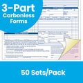 Adams Auto Repair Order Forms, 8.5 x 7.44 Inch, 3-Part, Carbonless, 50-Pack, White and Canary (GT3870) 50-Pack Repair Order Forms