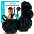 Vive Loofah Sponge Replacement (4 Pk) Shower & Bath Pouf Scrubber for Back & Body Exfoliation, Works with Vive Interchangeable Loofa Handle Long