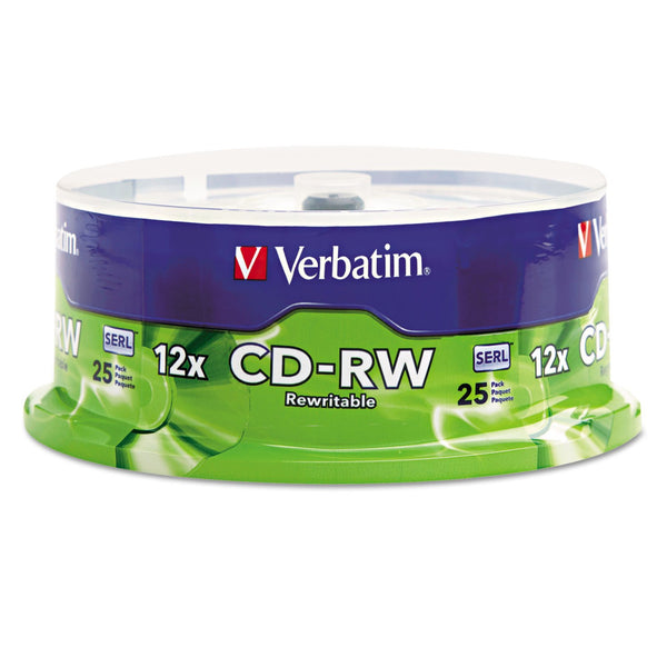 Verbatim CD-RW 700MB 2X-12X Rewritable Media Disc - 25 Pack Spindle 25pk Spindle