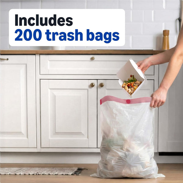 Amazon Basics Trash Bags, Tall Kitchen Drawstring, Unscented, 13 Gallon, 200 Count, Pack of 1, Packaging May Vary Unscented 200 Count (Pack of 1)