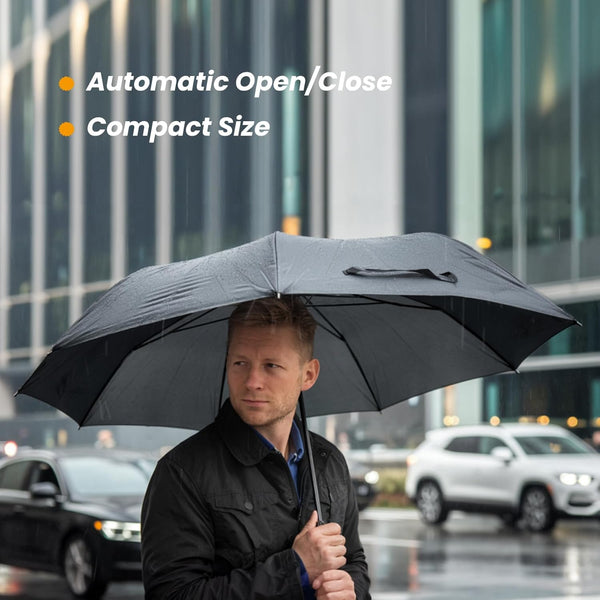 SIEPASA Compact Travel Umbrella - Windproof Auto Open/Close, Small Folding Umbrella for Rain - Lightweight & Durable with Fiberglass Frame,