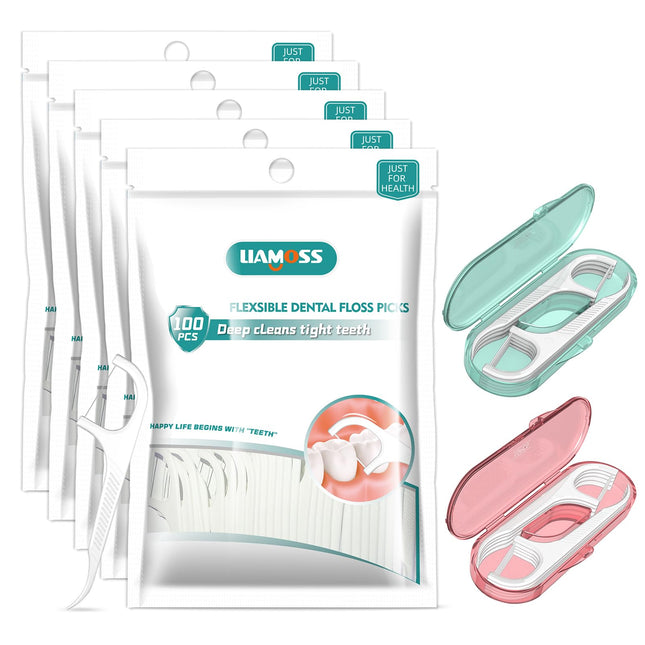 520 Count Dental Floss Picks with 2 Floss Dispenser-3 x Teeth Cleaning Advanced Clean Floss Stick,Perfect for Molar Tigh