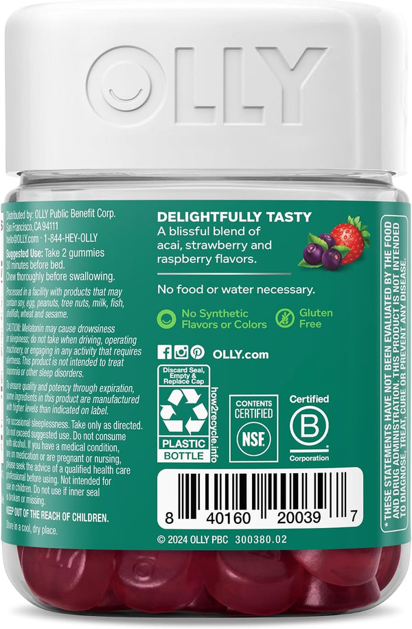 OLLY Muscle Recovery Sleep Gummy Supplement, Tart Cherry - 40 Count 40 Count (Pack of 1)