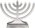 Rite Lite Go Mini Metallic Electric Menorah - LED Battery/USB Powered Chanukah Jewish Holiday - Office Car Home Decorations Judaica Hanukkah