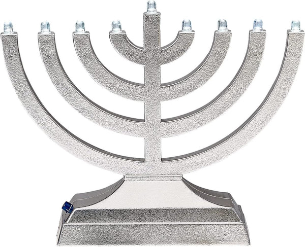Rite Lite Go Mini Metallic Electric Menorah - LED Battery/USB Powered Chanukah Jewish Holiday - Office Car Home Decorations Judaica Hanukkah