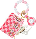Wallet Keychain Wristlet for Women with Airtag Holder - Cute Design Credit Card Holder Wallets Key Chain Ring Slim Small RFID Air Tag Coin Pocket