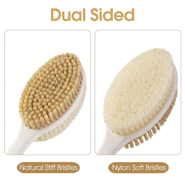 Back Scrubber anti Slip for Shower,Shower Brush Long Handle with Stiff and Soft Bristles,Body Exfoliator for Bath or Dry Brush(Blue)