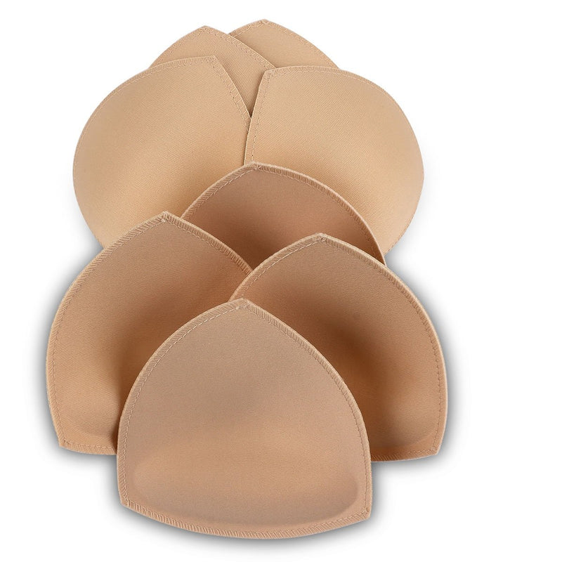 SERMICLE Bra Pad Inserts 4 Pairs, Bra Pads Sewn Padded for Sports Bra A/B or C/D,D/E Cup Beige or Black, White Optional