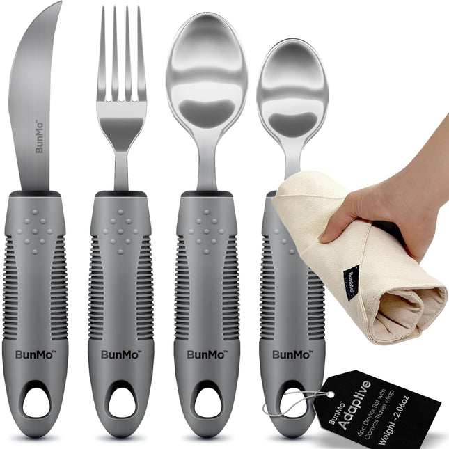 BUNMO Utensils for Elderly, Arthritis, Weak Hand Grip, Tremors & Handicapped - C