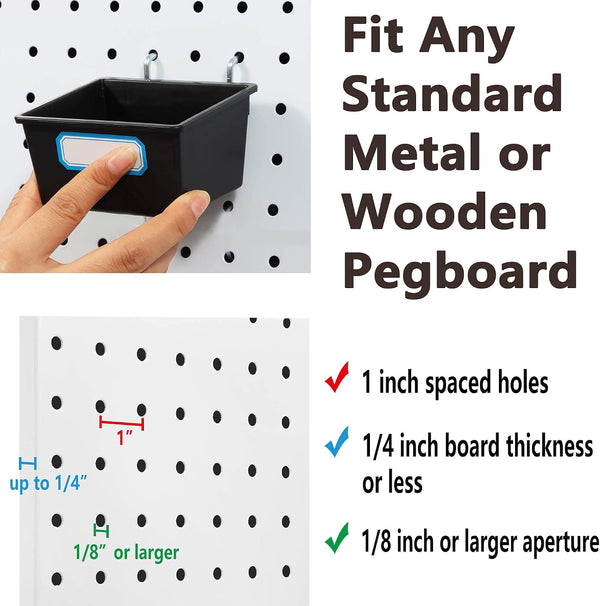 Pegboard Hooks with Bins, Peg Locks, for Organizing Various Tools, 117 PCS, 60 of Which are Locks 117PCS