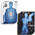 Paper Targets for Shooting Range - 25 x 38 in, 50 Pack, 2 Human Silhouette Designs - Realistic X-Ray Skeleton Anatomy with Red Scoring Marks -