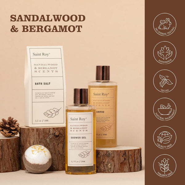Bath Gifts for Men Dad Birthday Gifts Spa Kit Cedar & Bergamot Mens Gift | Bath Gift Set and Shower Gift Bath and Body Gift Basket Set Mans Gift