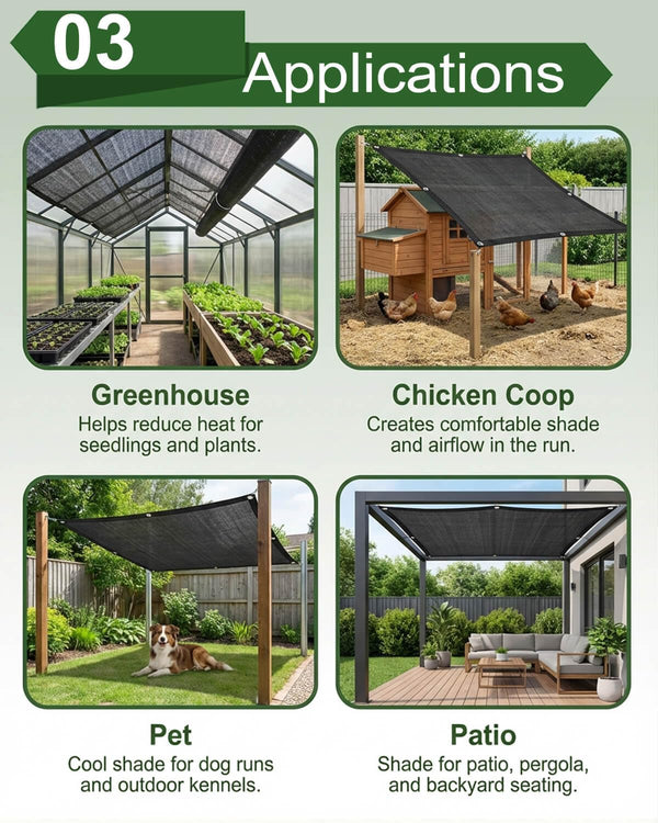 vensovo 50% Black Shade Cloth, 6 x 12 ft HDPE Sunblock Mesh | Medium shade for plants, patios and greenhouses, helping reduce direct sunlight