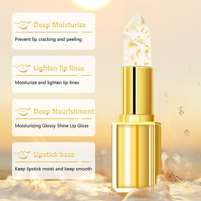 2PCS Transferproof Color Changing Lipstick, Color Changing Lipstick Gold Foil for Women, Moisturizing Glossy Shine Lip G