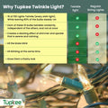 Christmas LED Random Twinkle Lights - 16 of 100 Bulbs Twinkle - LED Warm White Christmas Tree Lights - Indoor Outdoor – 24.75 Feet Light String,