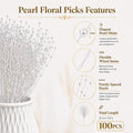 100 Pieces String Pearl Sticks Pearls for Crafts, Artificial Pearls String Beads for Wedding Bridal Flower Bouquet, Wedding Party Table Decor,