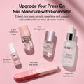 Glamnetic Press On Nails - French Peach | Super Short Round Fake Nails with Pastel Peach French Tips and Glossy Finish, Salon Quality | 15 Sizes -