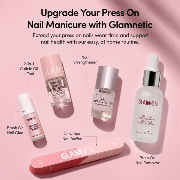 Glamnetic Press On Nails - French Peach | Super Short Round Fake Nails with Pastel Peach French Tips and Glossy Finish, Salon Quality | 15 Sizes -