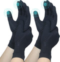 2 Pairs Full Finger Copper Arthritis Gloves with Touchscreen Tip, Compression Gloves for Women Men, Relief for Rheumatoid, Osteoarthritis, Carpal