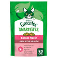 Greenies Feline Smartbites Skin & Fur Health Cat Treats, Salmon, 2.1 oz | Fish oil & flaxseed, omega-3 fatty acids, no artificial flavors or