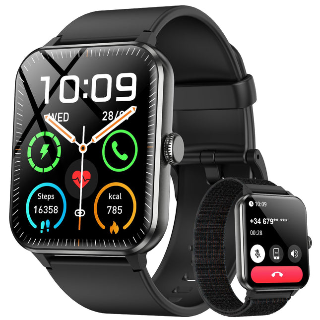 Blackview 2025 Smart Watch (Answer/Make Calls), Fitness Watch for Men and Women with Heart Rate/Spo2/Sleep Monitor/2 Str