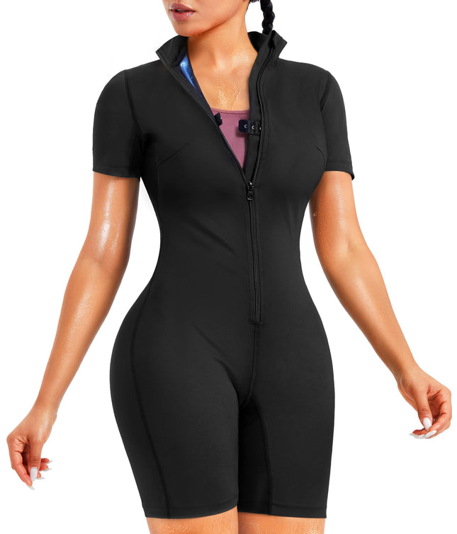 Junlan Sauna Suit for Women Full Body Jumpsuit Waist Trainers for Women Belly Fa