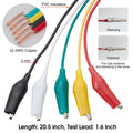 WGGE WG-026 10 Pieces and 5 Colors Test Lead Set & Alligator Clips,20.5 Inches / 22 AWG Copper Wire. the Clips Soldered and Stamped to the Wires.